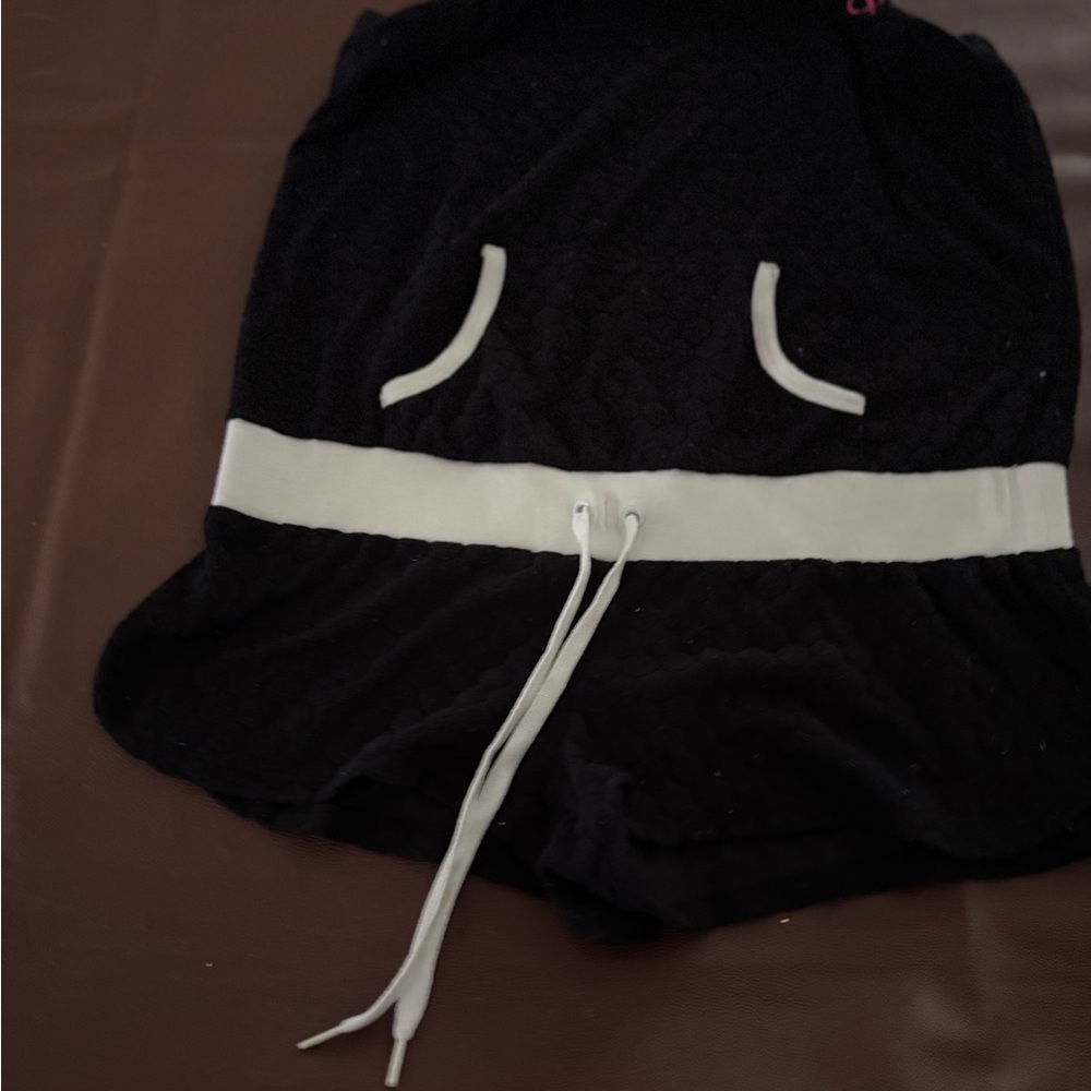 OP Ocean Pacific black and white hexagon terry textured romper swim coverup